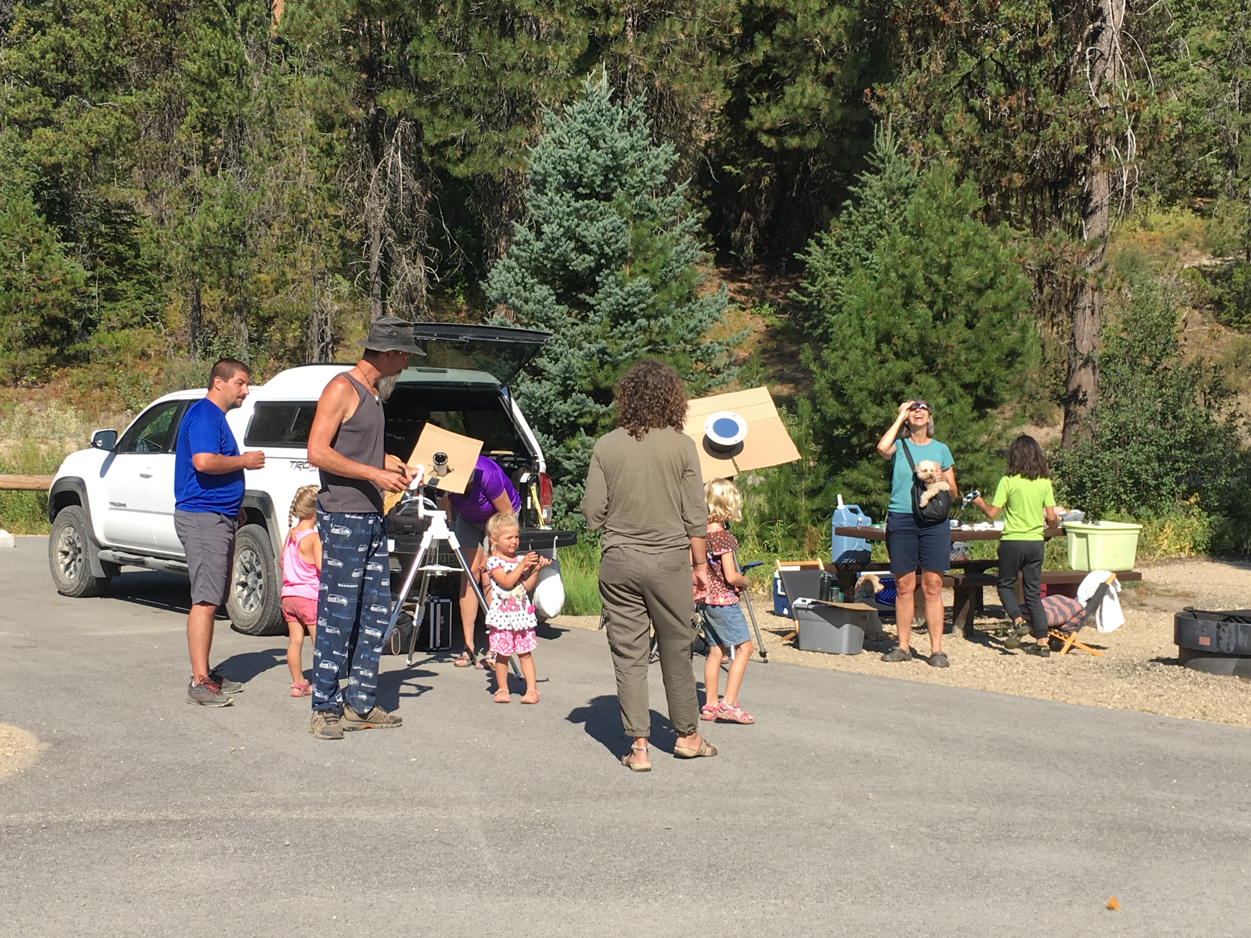 Campground outreach- we gave away kid glasses and set up a Lunt 40mm solarscope for public viewing.