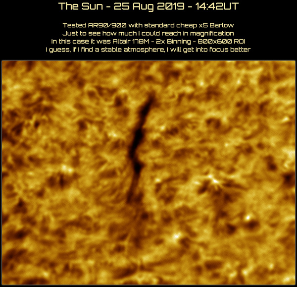 AR90/900 PST mod Barlow x5 Altair 178M 2x Binning 800x600 ROI