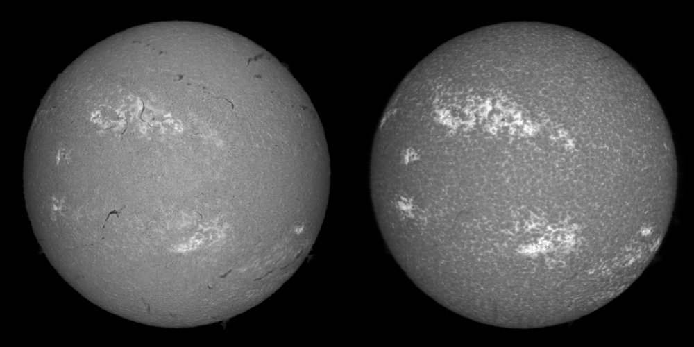 H-alpha vs CaK, SHG at 700mm by 106mm, June 15