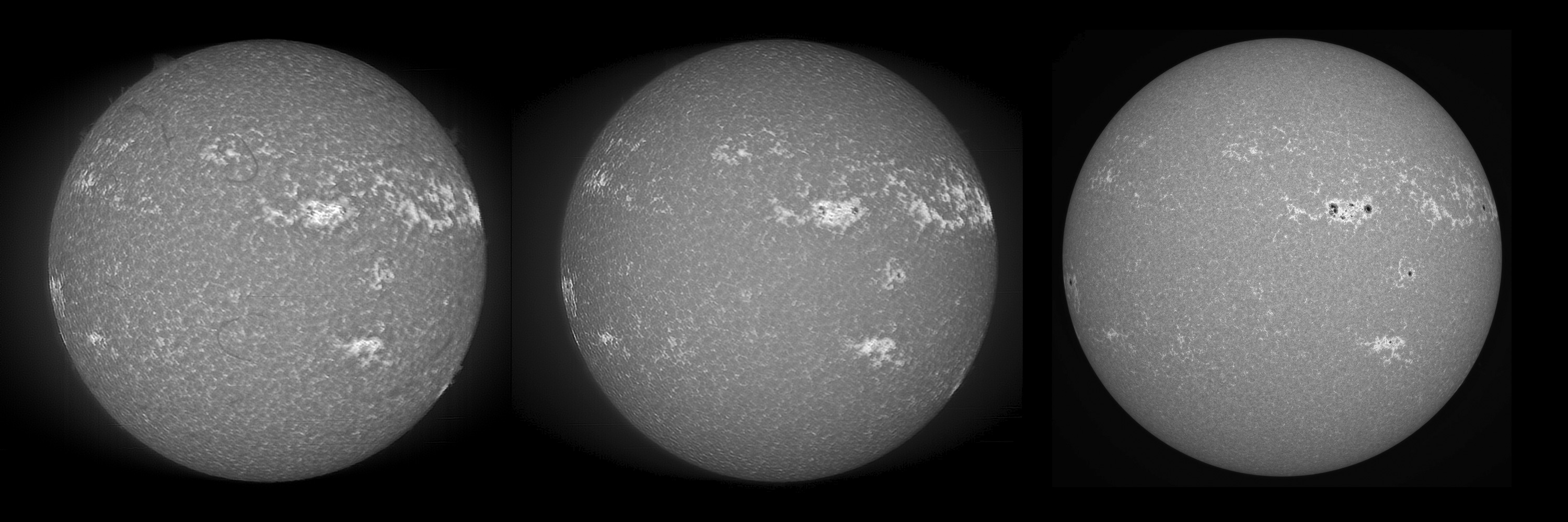 CaK SHG (centre of the line); CaK SHG (-4 pixel shift); CaK filter (Mark T). All on June 21.