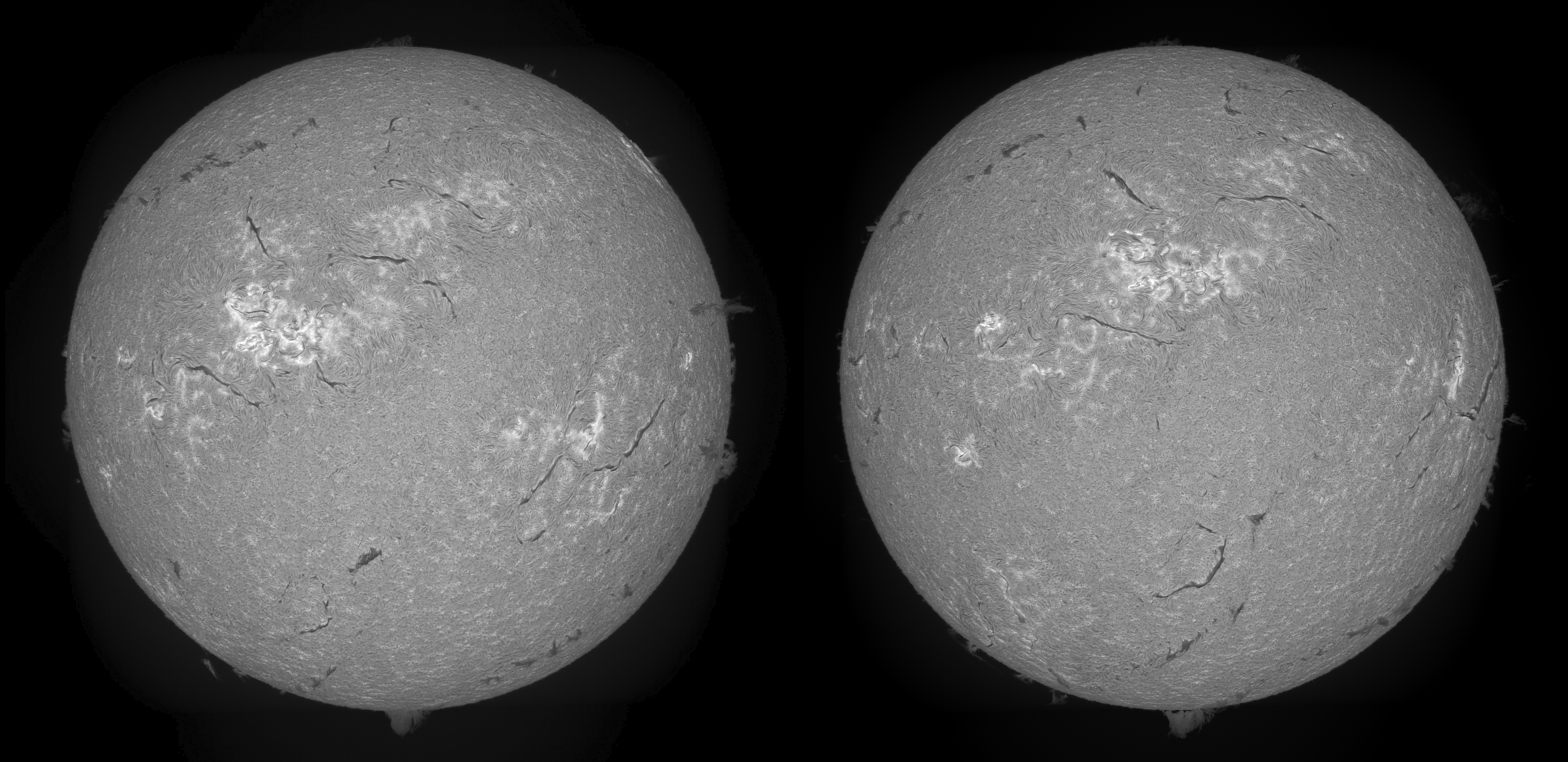 H-alpha SHG images from Oct 6 (left) and Oct 8 (right).